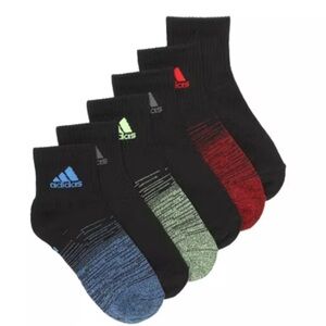 Adidas Kids' Ankle Socks 6-Pack - Black, Red, Green, Blue Ultralight